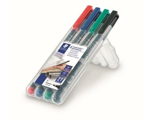 STAEDTLER 318 Folienstift Lumocolor F 4St permanent,S-Spitze, ca. 0.6 mm