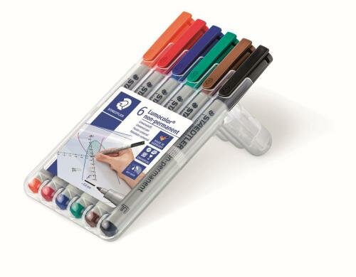 STAEDTLER 316 Folienstift Lumoc F 6St Box nonpermanent,S-Spitze, ca. 0.6 mm