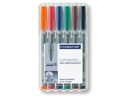 STAEDTLER 312 Folienstift Lumocolor B 6St non-permanent, B-Spitze, ca. 1.0 mm-2.5 mm