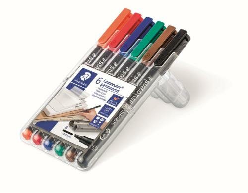 STAEDTLER  314 Folienstift Lumocolor B 6St permanent,B-Spitze, ca. 1.0-2.5 mm