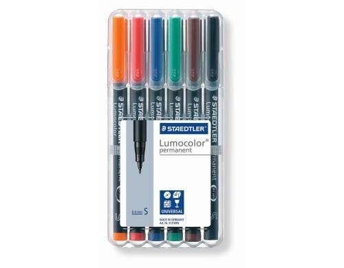 STAEDTLER  313 Folienstift Lumocolor S 6St permanent, S-Spitze, ca. 0.4 mm