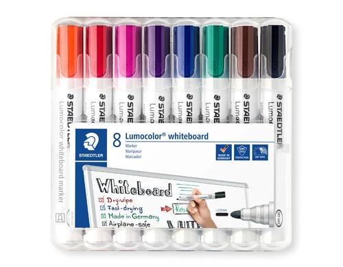 STAEDTLER 351 Whiteboardmarker  8St Strichstärke:ca.2mm, Schreibf.:r/b/g/s/o/v