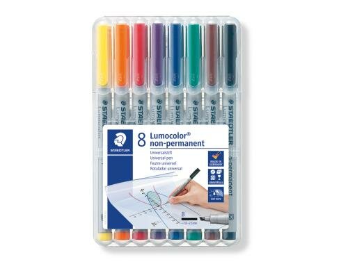 STAEDTLER 312 Folienstift Lumocolor B 8St non-permanent, B-Spitze, ca. 1.0 mm-2.5 mm