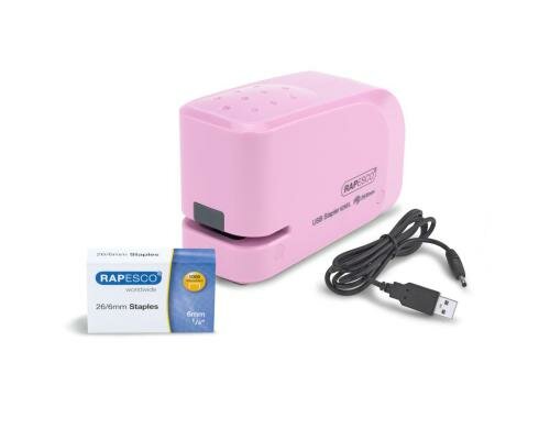Rapesco 626EL Automatisches Heftgerät USB/Batterie, rosa