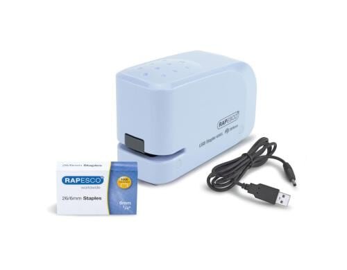 Rapesco 626EL Automatisches Heftgerät USB/Batterie, blau