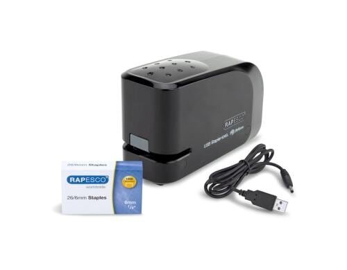 Rapesco 626EL Automatisches Heftgerät USB/Batterie, schwarz