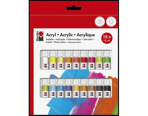 Marabu Acrylfarben Set 18 x 12 ml Einsteigerset