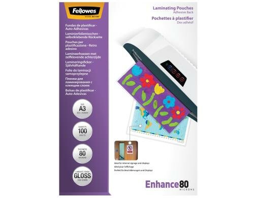 Fellowes selbskleb. Laminierf. A3, 80 Mikr. 100 Stück