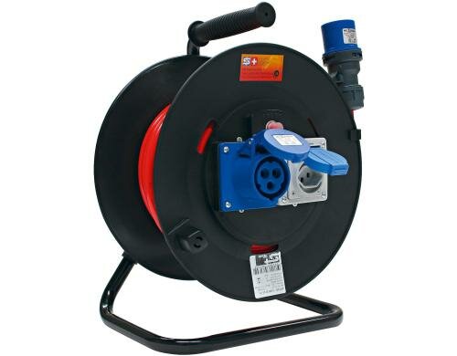 Steffen Kabelrolle Bauflex Gr.1 kunststoff CEE16/3 + T23, IP44, 25m, schwarz