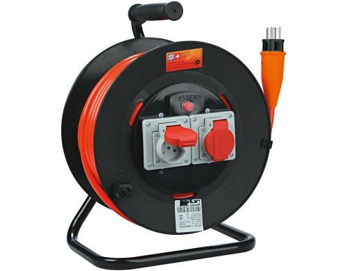 Steffen Kabelrolle Bauflex Gr.1 2xT15, IP44, 33m, kunststoff, schwarz
