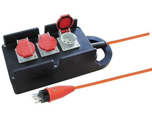 STEFFEN I-BOX Gummi Steckerleiste 3xT25 schwarz, o. Schalter, 5m, 5x2.5 mm2 PUR