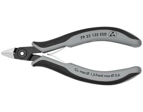 Knipex Präz.-Elektr.-Seitenschn. ESD 125 mm brüniert spitz.Kopf, harter Draht 6Ø mm