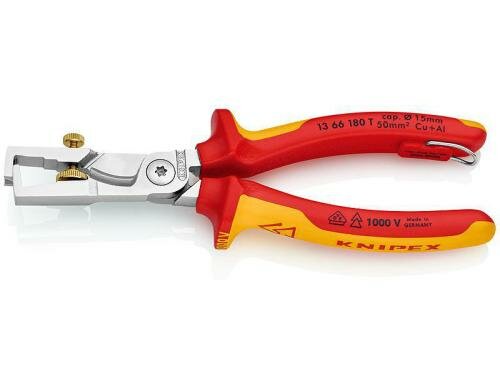 Knipex Abisolierzange StriX verchromt 180mm m.Kabelschere+Öse