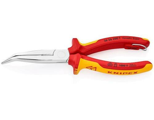 Knipex Flachrundzange mit Schneide 200 mm verchromt  isol. 1000V,Öse,gebogen