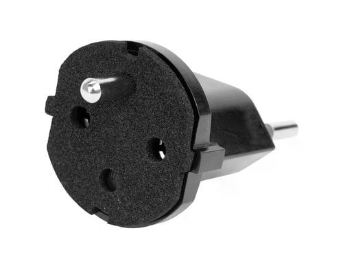 Fixadapter 3-Pol Deutsch auf Stecker CH T12 schwarz, CEE7 auf T12, IP44