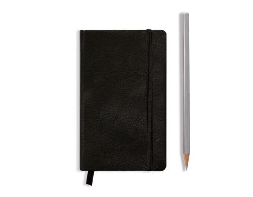Leuchtturm Notizbuch Ledereinband Pocket A6 schwarz, blanko