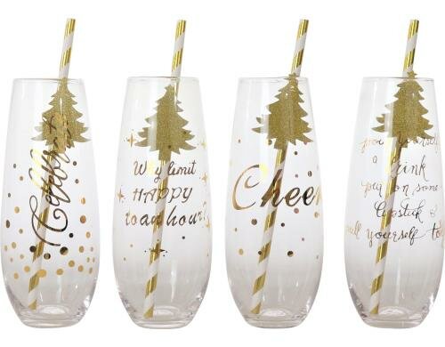 Hoff Interieur Trinkglas Goldrausch 4 Set ø6x16cm, 350ml, Glas