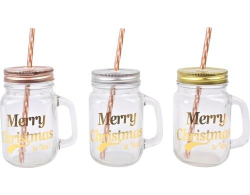 Hoff Interieur Henkelbecher Merry X-mas 3er Set, 10,5x8x13,5cm, 400ml