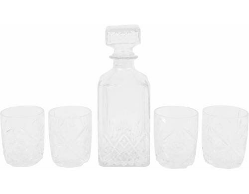 Hoff Interieur Whisky Set Malt 5tlg Karaffe:9x9x24cm; Glas:ø8x10cm