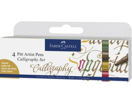 Faber-Castell PITT Artist Pen Calligraphy Set 4er Etui Farben