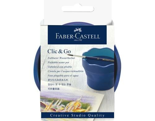 FABER-CASTELL Wasserbecher clic&go zusammenfaltbar, creative studio blau
