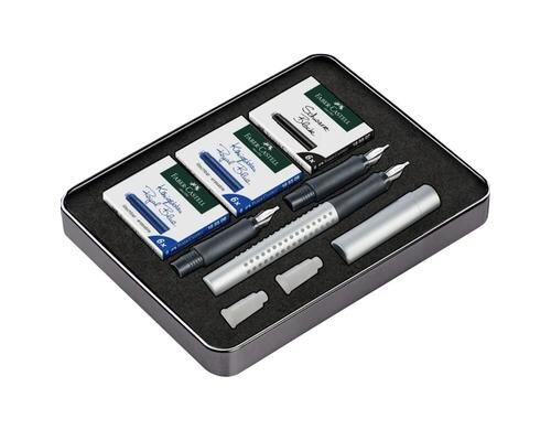 FABER-CASTELL Füllfederhalter Grip Kalligraphie-Set silber