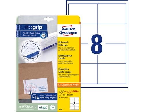 Avery Zweckform Etiketten A4, 97x67.7mm Packung zu 30 Blatt / 240 Etiketten