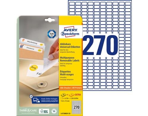 Avery Zweckform Etiketten stick+Lift, weiss 17.8x10mm, 30 Bogen / 8100 Etiketten