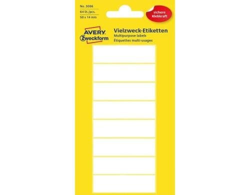 Avery Zweckform Etiketten Vielzweck weiss 50x14mm, 8 Bogen / 64 Etiketten