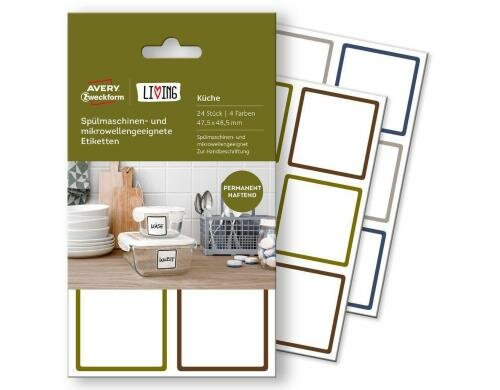 Avery Zweckform Spülmaschinenge. Etiketten 47.5x48.5mm, 4 Bogen / 24 Etiketten