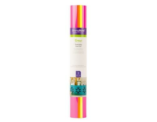Cricut Aufbügelfolie Everyday Neon Glow Musterpack, 3 Bogen à 30.5 x 30.5 cm