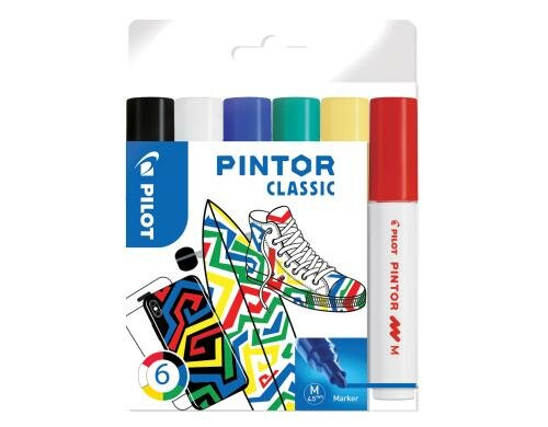 Pilot Pintor Marker Classic medium 4.5mm, 6 Farben