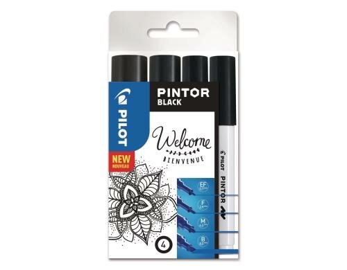 Pilot Pintor Marker schwarz Set à 4 Stk., EF/F/M/B