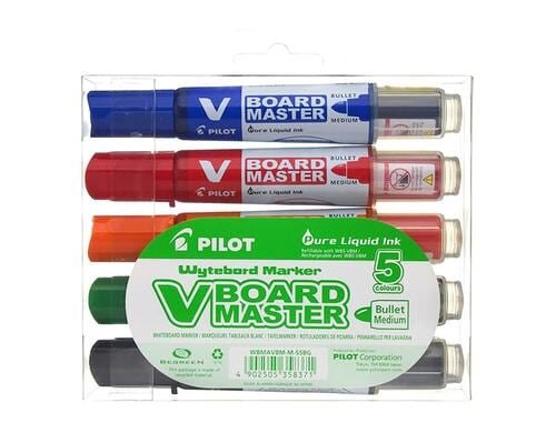 Pilot V-Board Master 5er Set Whiteboard-Marker mit Rundspitze
