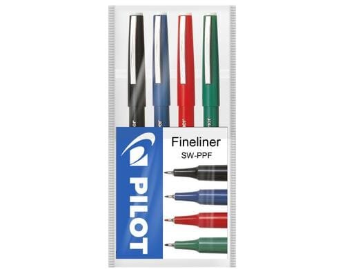 Pilot Fineliner schwarz Strichbreite 0.4mm, 4 Farben