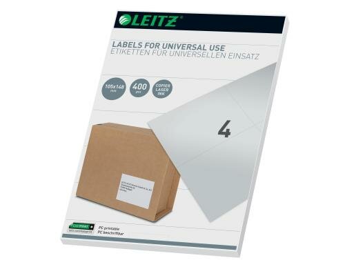 Leitz Universal Etiketten 105x148mm, 100 Bogen, 400 Etiketten