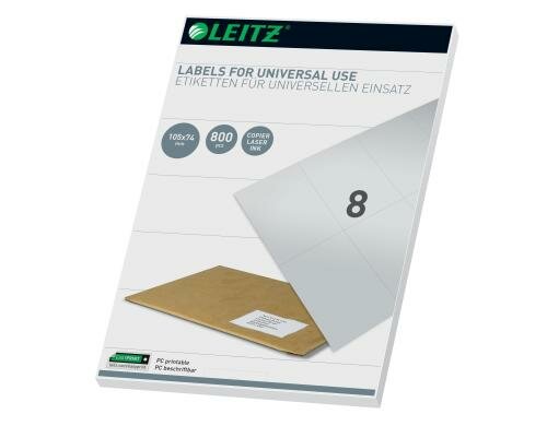 Leitz Universal Etiketten 105x74mm, 100 Bogen, 800 Etiketten