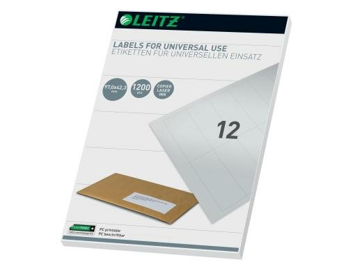 Leitz Universal Etiketten 97x42.3mm, 100 Bogen, 1200 Etiketten