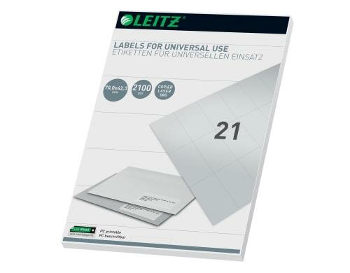 Leitz Universal Etiketten 70x42.3mm, 100 Bogen, 2100 Etiketten
