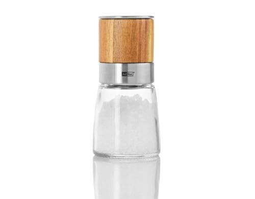 AdHoc Pfeffer- oder Salzmühle AKASIA MP99 Edelstahl/Akazienholz/Glas, Ø 6,5 cm,H13,5c