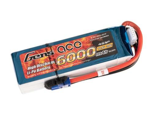 Gens LiPo-Akku 14.8V 6000mAh 35C 4S1P 144x45x40mm 593g EC5