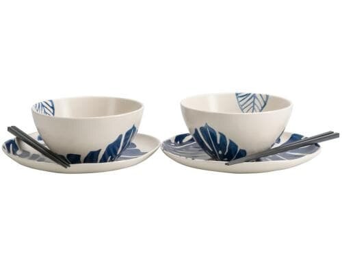 Nouvel Reisschüssel Set Flowers 6-teilig Keramik, Teller Ø 22 cm, Schüssel Ø 15 cm