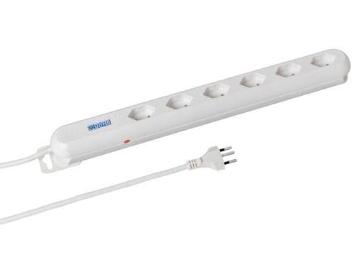 STEFFEN STEBA LINEA Steckerleiste 6xT13 Steckdosen quer, weiss, 3m Kabel, Magnet
