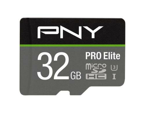PNY microSDHC Card PRO Elite UHS-I U3 32GB inkl. SD-Adapter, Lesen: 100MB/s