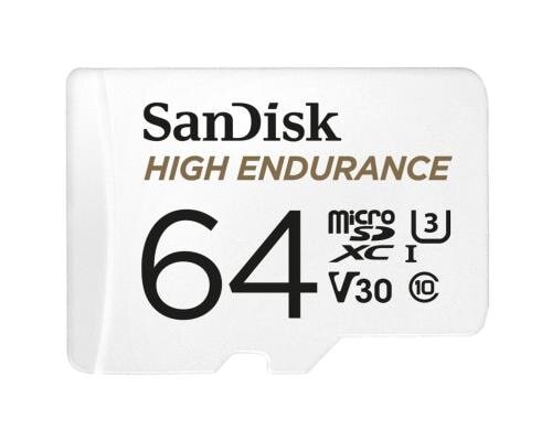 SanDisk microSDXC Card 64GB High Endurance U3, V30, bis zu 5000h Full HD/4K Aufnahme