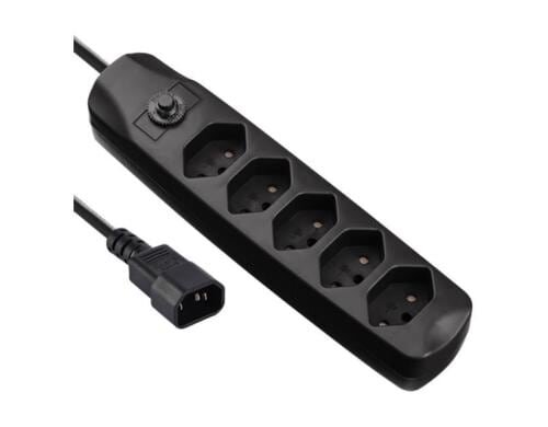 FURBER.power USV-Steckerleiste 5x T13 schwarz, C14 Stecker, ohne Schalter, 2m
