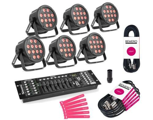 BeamZ SlimPar 35 Licht Set 6x LED-Scheinwerfer, Controller, Kabel