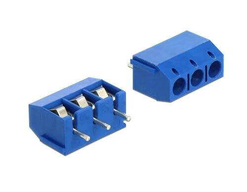 Delock Terminalblock Lötversion vertikal Raster: 5mm, 3Pins, 12A, blau