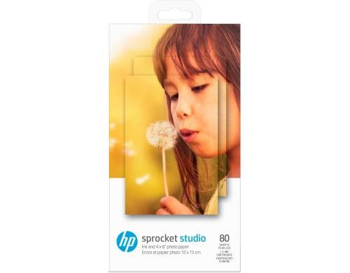 HP Sprocket Studio Patrone/Papier 10x15 cm, 80 Blatt, 240g/m2