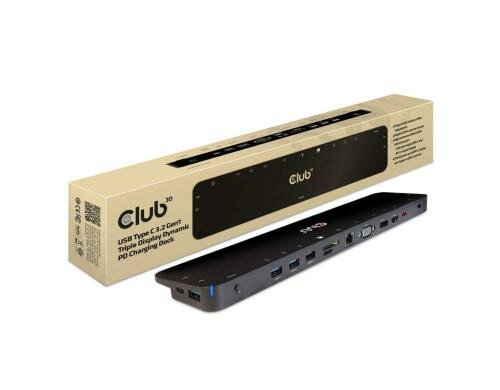 Club 3D, Dockingstation USB C 3.2 4k Ausgang: HDMI, DP, USB 3.2, RJ45, Audio
